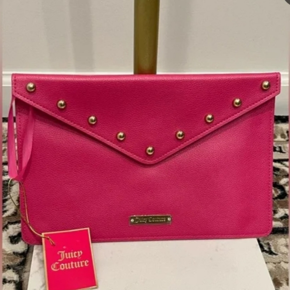 Juicy Couture Vibrant Pink Wristlet with Gold Accents